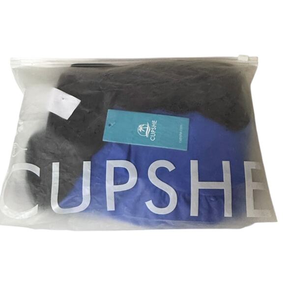 NEW Cupshe SWIMSUIT Women's LG Blue & Black High Neck Cut-Out One Piece Swimsuit - Picture 10 of 11